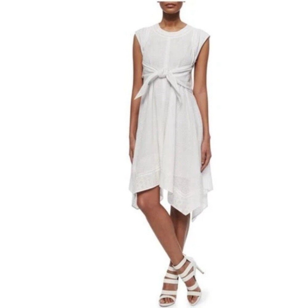REBECCA‎ TAYLOR Dress Size 2 Francine Eyelet Lace Tie Waist Cream White